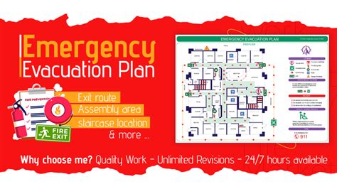 I will design a unique fire emergency exit, evacuation plan,diagram by ...