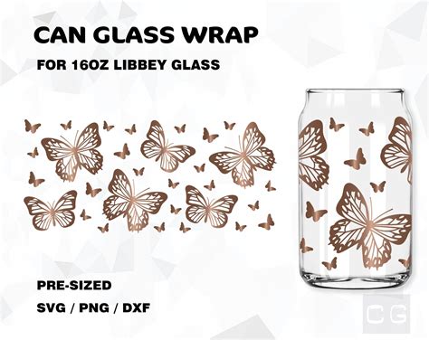 Butterflies Libbey 16oz Can Glass Svg Coffee Glass Can Beer Etsy Hong