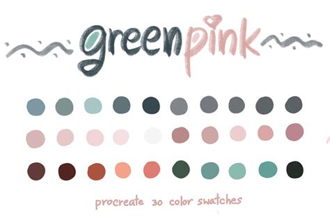 Green Pink Procreate Color Palettes Graphic By Wanida Toffy