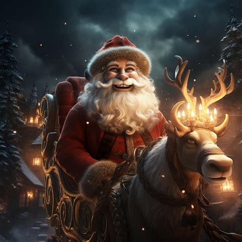 Premium AI Image | Santa Claus Rudolph the RedNosed Reindeer sleigh ...