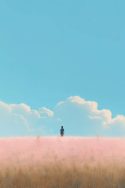 Ilustración de paisaje sombreado en colores pastel de arte minimalista