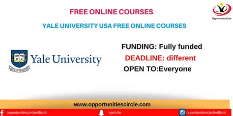 Yale University Free Online Courses Opportunities Circle