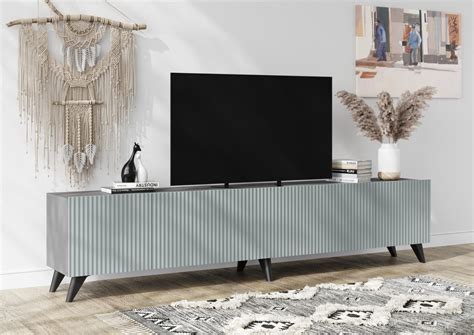 Купить Тумба ТВ Сканди с ножками - Серый шифер / Грин грей софт (МК ...