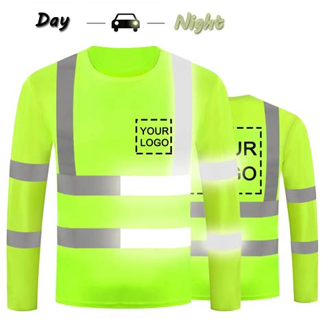 High Visibility Unisex Reflective Safety Shirts Long Sleeve With ...