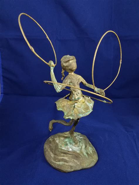 Abstract Ish Bronze Brass Sculpture Of Dancing Girl With Hoops