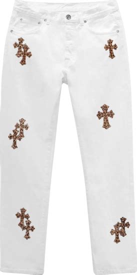 Chrome Hearts White And Leopard Cross Patch Jeans Inc Style