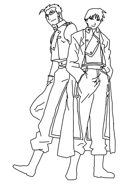 Maes Hughes And Roy Mustang Coloring Sheet Free Printable Coloring Pages