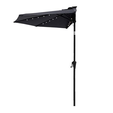 Flame Shade Ft Aluminum Market Solar Lighted Tilt Half Round Patio