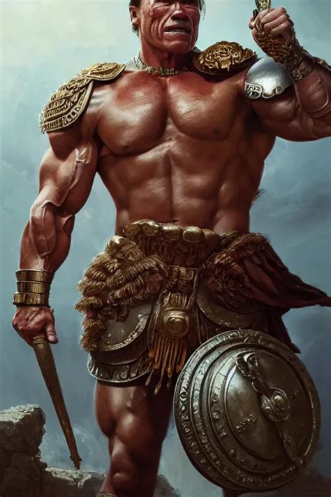 Old Arnold Schwarzenegger As A Roman Gladiator Stable Diffusion