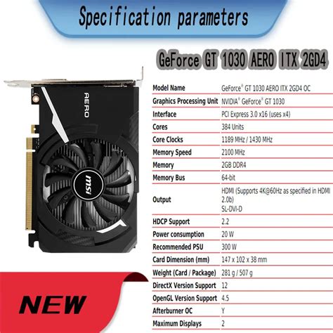 MSI GeForce GT 1030 AERO ITX 2G OC 2GB GDDR5 64 Bit PCI E Desktop