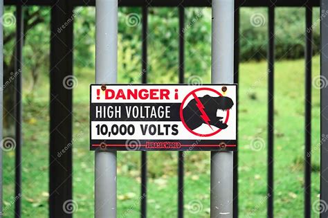 Danger High Voltage 10000 Volts Electrified Fence Dinosaur Cage Warning Sign Movie Prop From