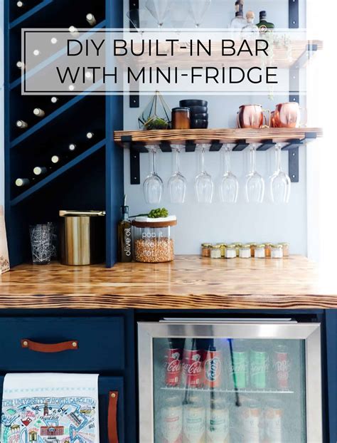 DIY Built-In Bar with Mini Fridge - Pine and Poplar