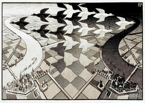 Day and Night by Maurits Cornelis Escher Painting by Max Davis - Pixels