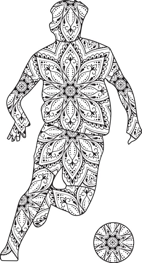 Football Player Mandala Coloring Page 22053847 Vector Art At Vecteezy