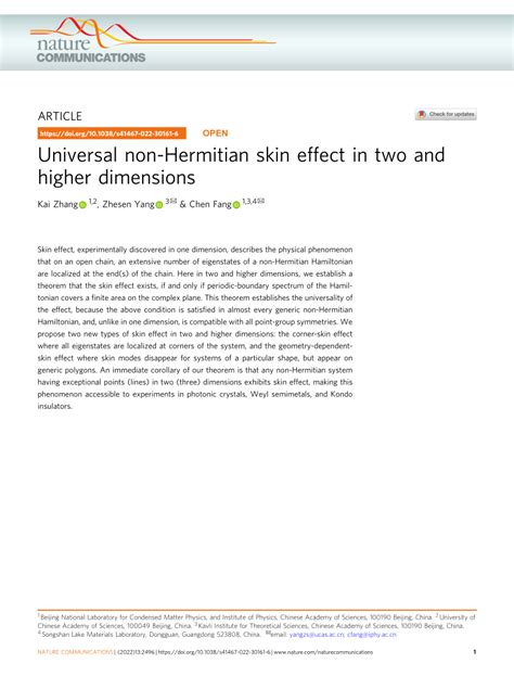 Pdf Universal Non Hermitian Skin Effect In Two And Higher Dimensions