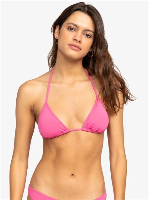 Roxy Bikinis Beach Classics Tiki Triangle Bikini Top Shocking Pink