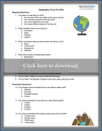 Printable Geography Trivia for Kids | LoveToKnow