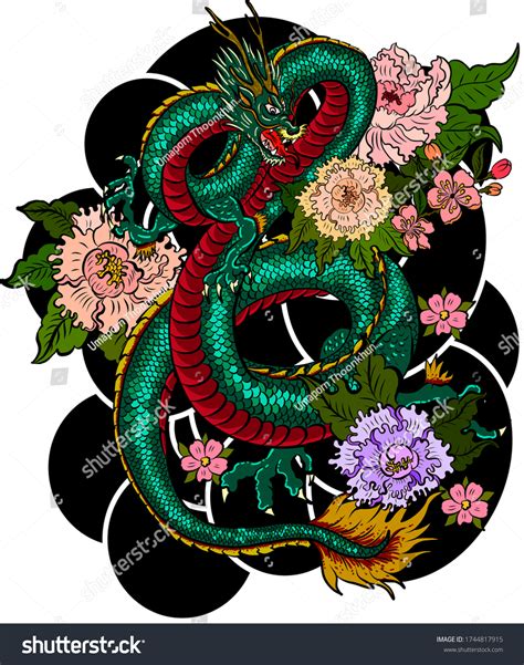 Hand Drawn Dragon Tattoo Coloring Book Japanese Royalty Free Stock