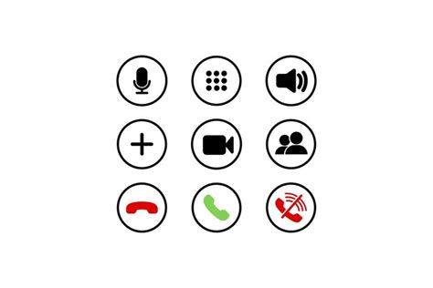 Mobile Call Buttons Icons Set Flat Phone Sound