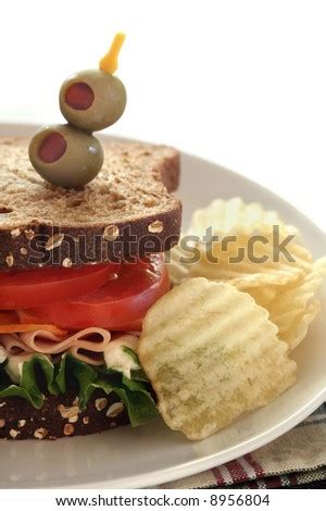 Bologna, Cheese, Lettuce And Tomato Sandwich With Potato Chips Stock Photo 8956804 : Shutterstock