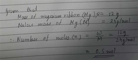 Calculate The Number Of Moles Of Magnesium Present In A Magnesium