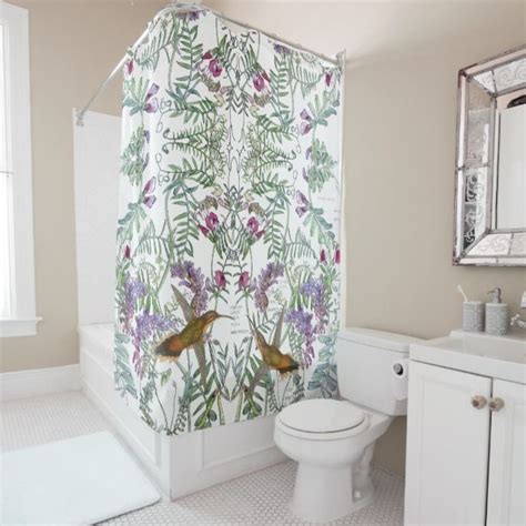 Hummingbird Bird Wildflower Flowers Shower Curtain Showercurtains