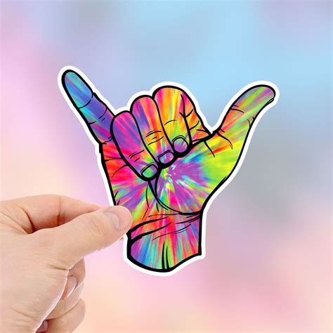 Shaka Hand Sticker Shaka Tie Dye Hippie Sticker Beach Water Etsy