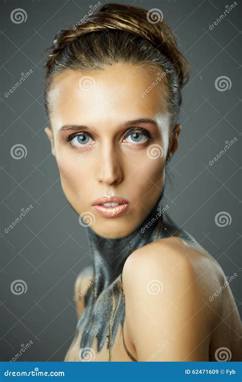 Beauty Girl Portrait With Colorful Makeup Stock Image Image Of Makeup