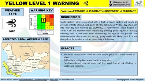 SA Weather Service On Twitter Yellow Level Warning For 29 And 30