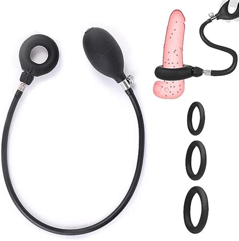 Inflatable Ring Stretchy Silicone Cock Ring With Pump And 3 Cock Rings