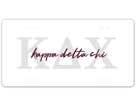 Kdx Kappa Delta Chi Letters Script Aluminum Sorority License Etsy