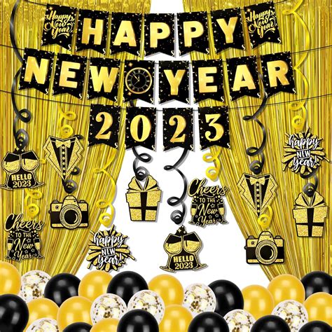 Amazon Howaf Happy New Year Decorations Set Pack Of Gold