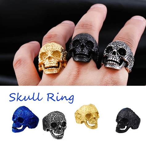 Buy Man S Personality Retro Titanium Steel Skull Ring At Affordable Prices — Free Shipping Real