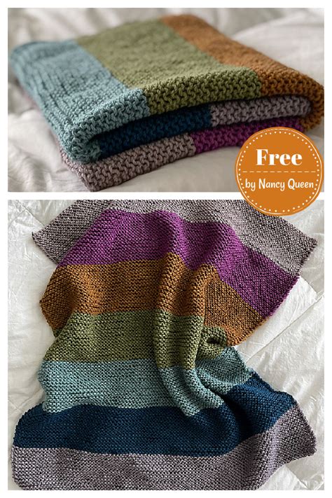 Garter Stitch Colorful Blanket Knitting Patterns