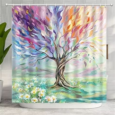 Cortinas D ducha Azcooks C ganchos Poliester Árbol Colores MercadoLibre