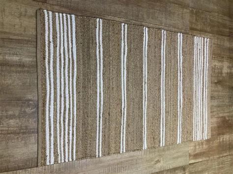 Brown And White Jute Chindi Hand Woven Durrie Striped At Rs 50 Sq Ft