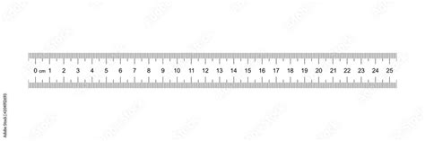 Ruler 25 cm. Measuring tool. Ruler Graduation. Ruler grid 25 and 1 cm ...