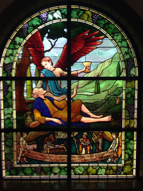 Beautiful Stained Glass Window Showing Elijah Being Comforted By An Angel At Our Lady Of Mercy