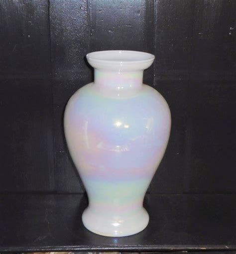 Cambridge Iridescent Opalescent Glass Vase Hand Blown 13 3 8 Etsy Hand Blown Hand Blown