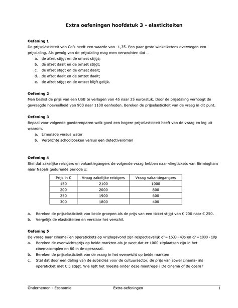 Economie 3 IIW Extra Oefeningen Hfdst 3 1 Extra Oefeningen