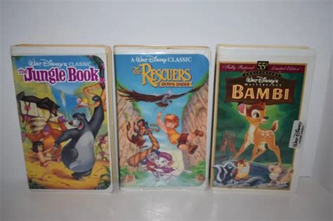 Walt Disney Vhs Bambi Jungle Book The Rescuers Down Under