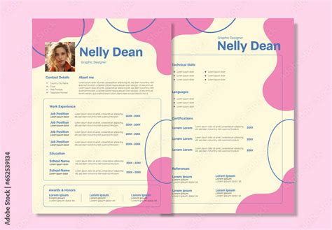 Organic Shapes Modern Resume Layout Stock Template | Adobe Stock