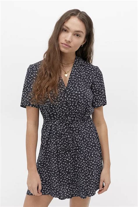 Urban Outfitters Archive Navy Ditsy Tea Dress Urban Outfitters Uk