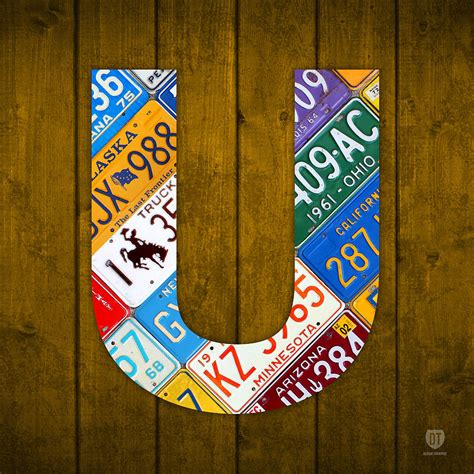 Letter U Alphabet Vintage License Plate Art Mixed Media By Design