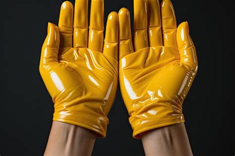 Premium Ai Image Closeup Of A Set Of Female Hands In Yellow Rubber Gloves