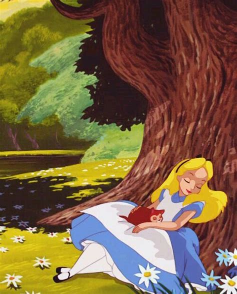 Alice E Dinah Dormindo Disney Alice In Wonderland Cartoon Alice In