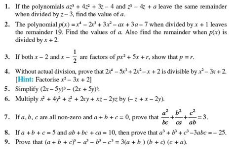 Cbse Class Polynomials Extra Questions