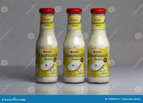 Garlic Sauce From Spar Brand White Background Editorial Stock Image