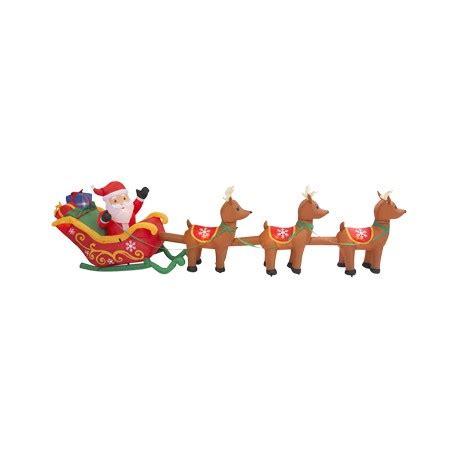 INFLABLE ILUMINADO NAVIDEÑO SANTA CLAUS CON TRINEO Y RENOS 4 90 M T