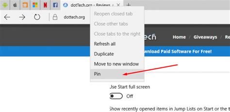 How To Pin Tabs Using Microsoft Edge In Windows 10 Tip Dottech